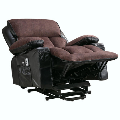 Fauteuil de massage électrique avec fonctions chauffantes et vibrantes, cuir polaire et port USB