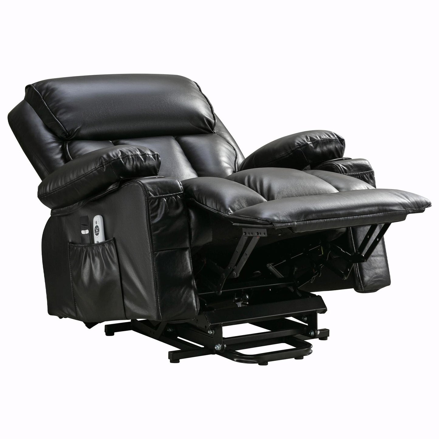 Fauteuil de massage électrique avec fonctions chauffantes et vibrantes, cuir polaire et port USB