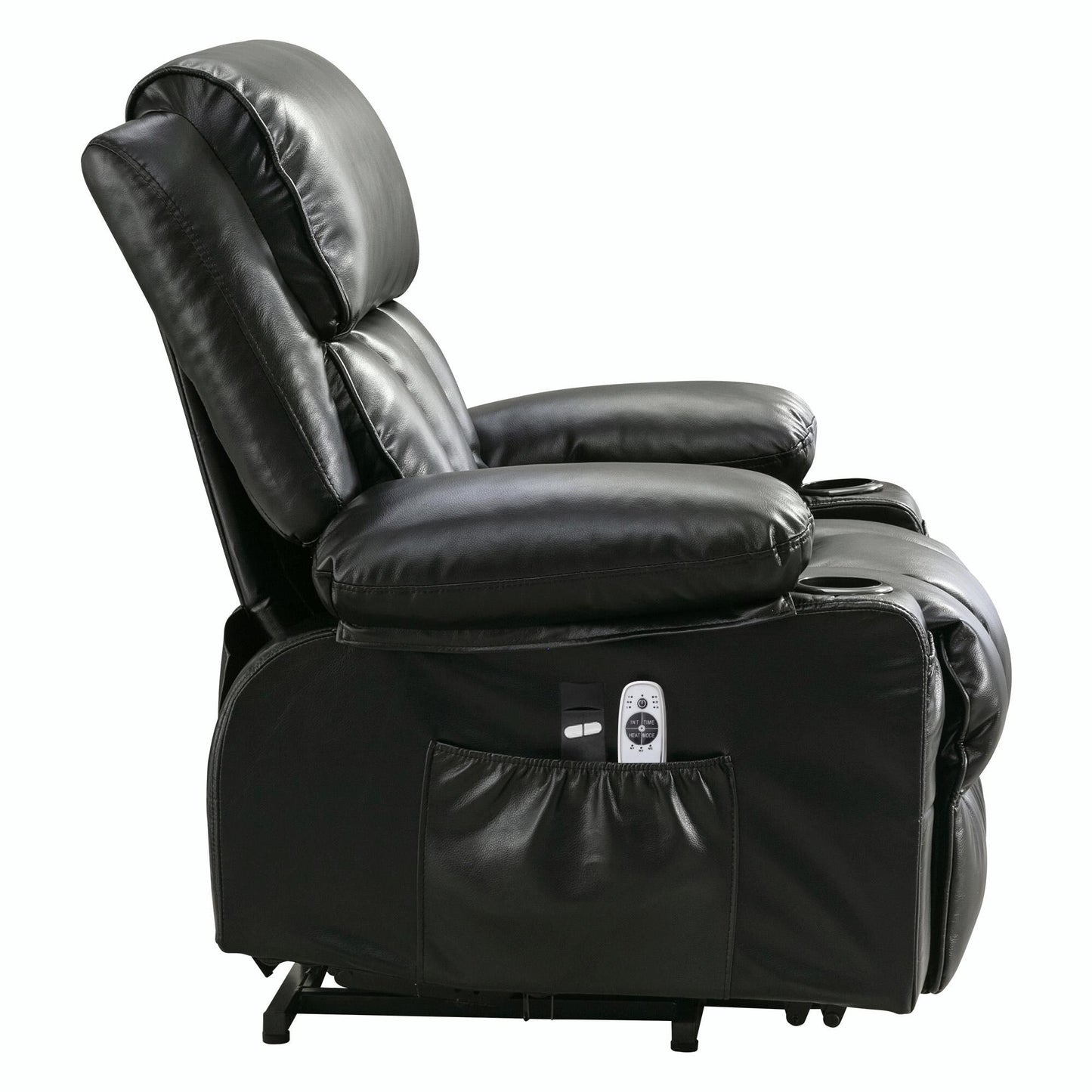 Fauteuil de massage électrique avec fonctions chauffantes et vibrantes, cuir polaire et port USB