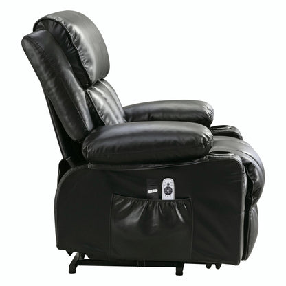 Fauteuil de massage électrique avec fonctions chauffantes et vibrantes, cuir polaire et port USB