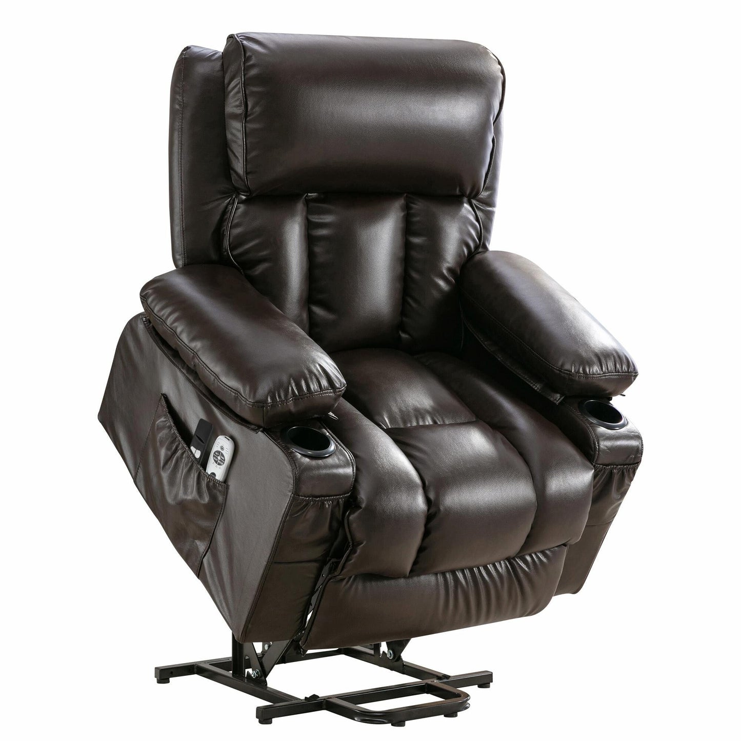 Fauteuil de massage électrique avec fonctions chauffantes et vibrantes, cuir polaire et port USB