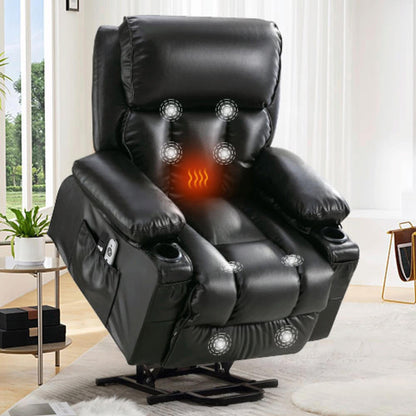 Fauteuil de massage électrique avec fonctions chauffantes et vibrantes, cuir polaire et port USB