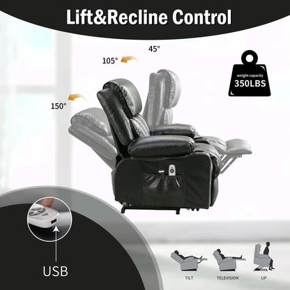Fauteuil de massage électrique avec fonctions chauffantes et vibrantes, cuir polaire et port USB