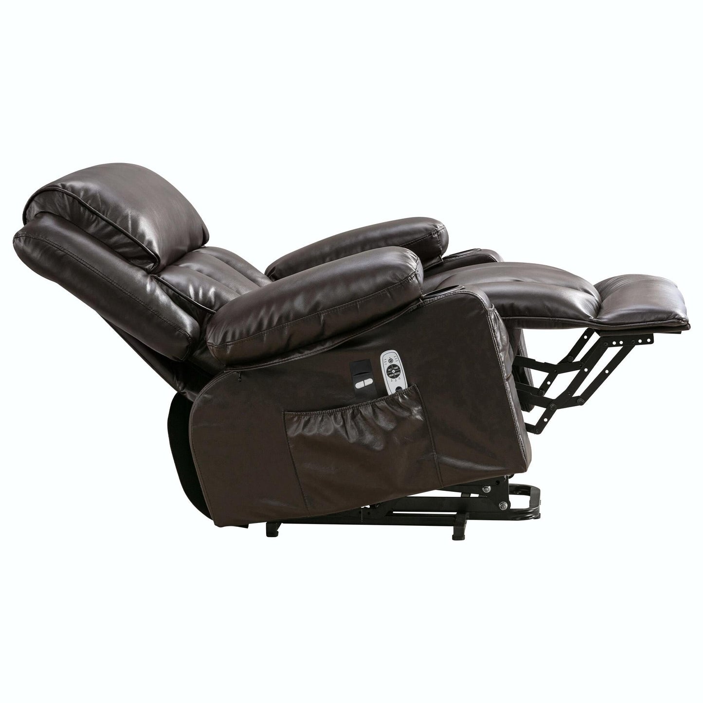 Fauteuil de massage électrique avec fonctions chauffantes et vibrantes, cuir polaire et port USB