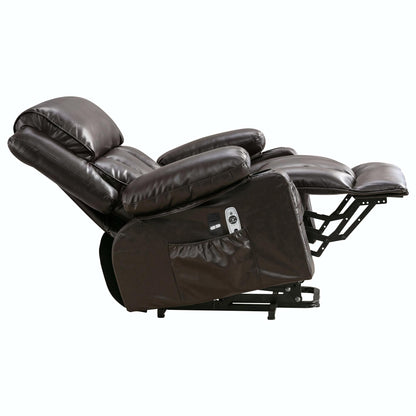 Fauteuil de massage électrique avec fonctions chauffantes et vibrantes, cuir polaire et port USB
