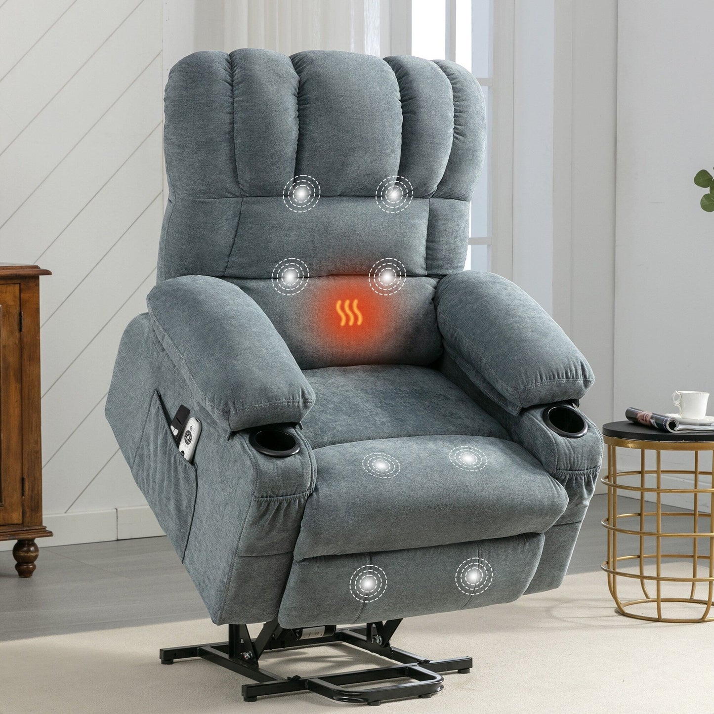 Fauteuil de massage électrique avec chauffage et vibrations, USB
