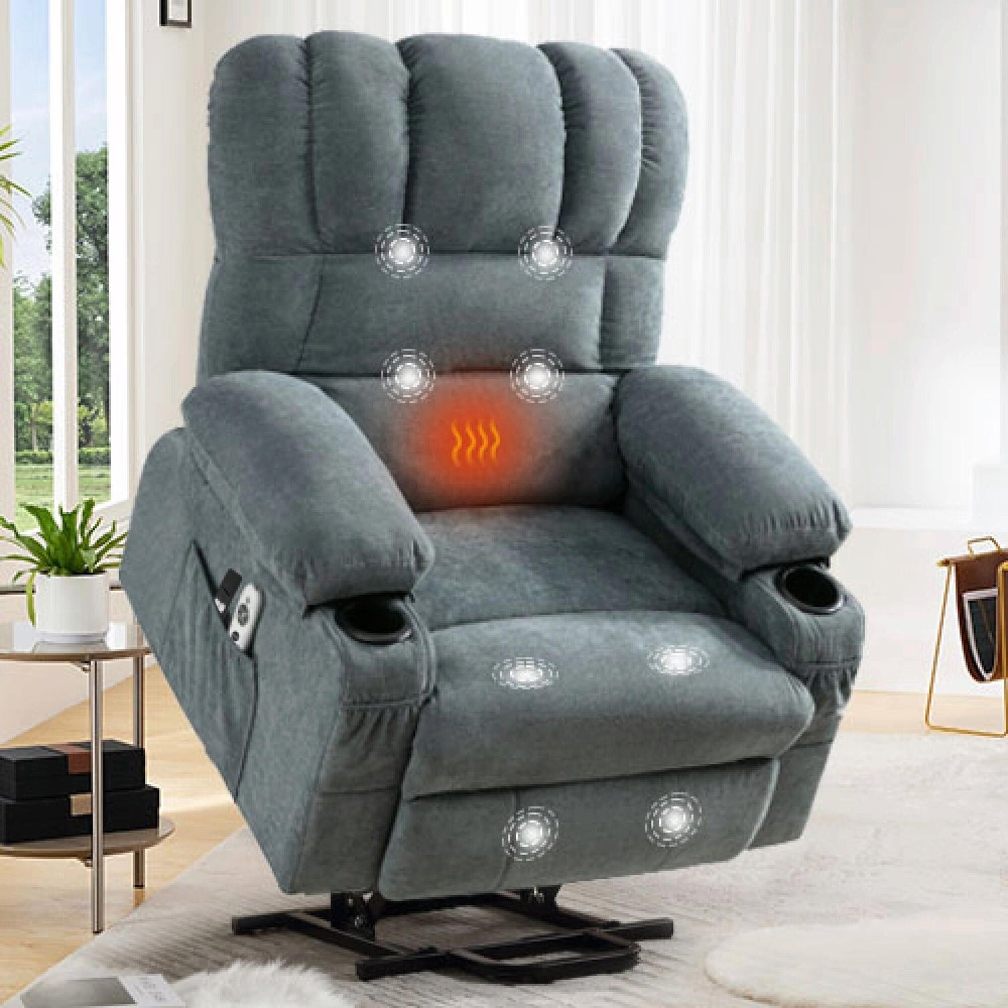 Fauteuil de massage électrique avec chauffage, vibrations et port USB