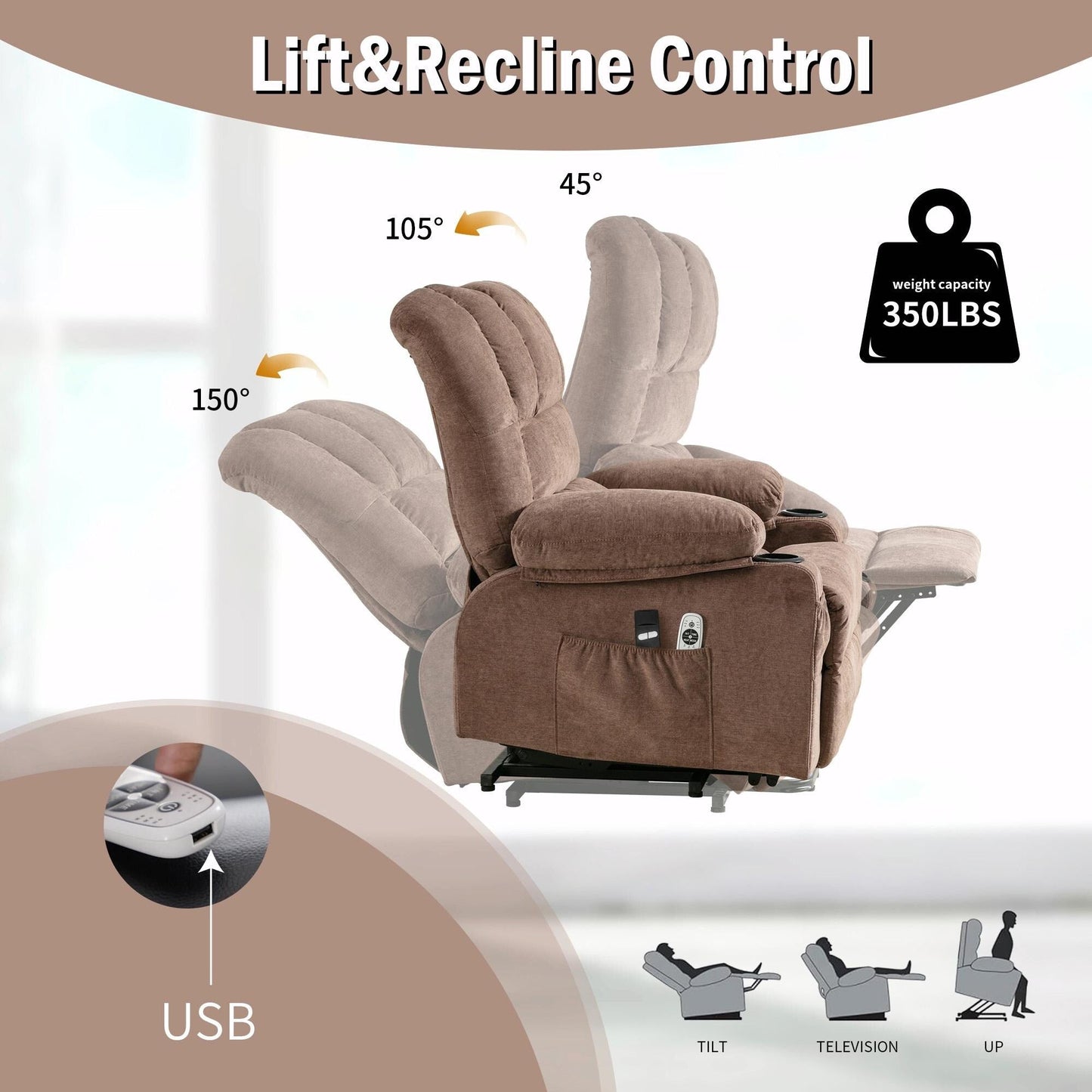 Fauteuil de massage électrique avec chauffage, vibrations et port USB