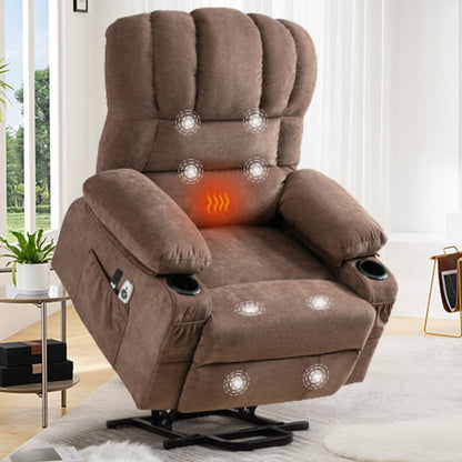Fauteuil de massage électrique releveur, adapté aux personnes âgées, avec fonctions de chauffage et de vibration, et port USB.