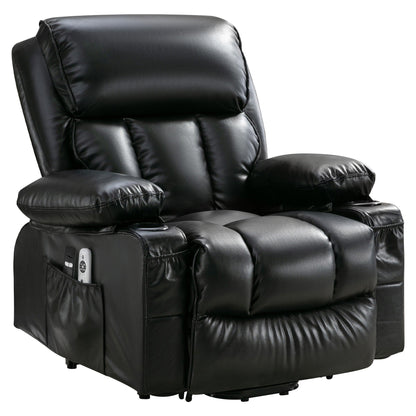 Fauteuil de massage électrique releveur, adapté aux personnes âgées, avec fonctions de chauffage et de vibration, cuir polaire et port USB