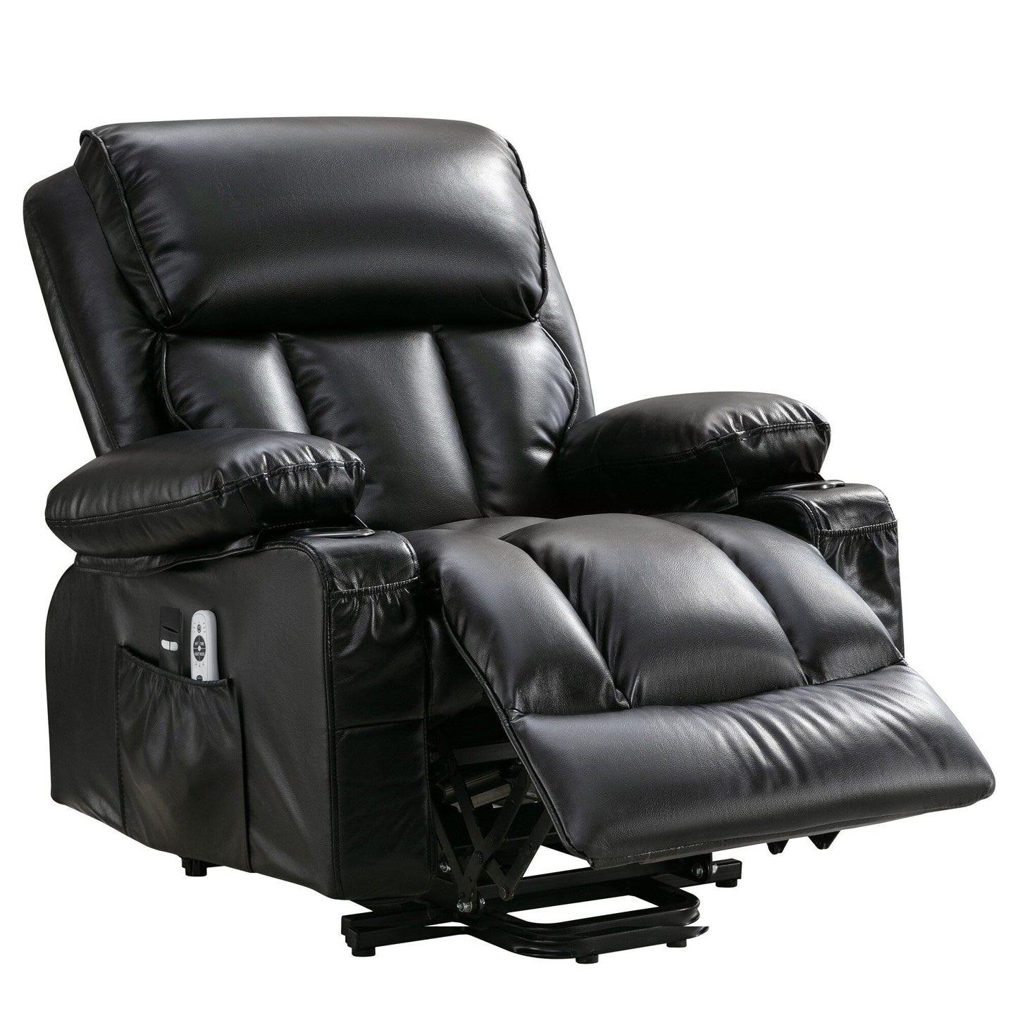 Fauteuil de massage électrique releveur, adapté aux personnes âgées, avec fonctions de chauffage et de vibration, cuir polaire et port USB