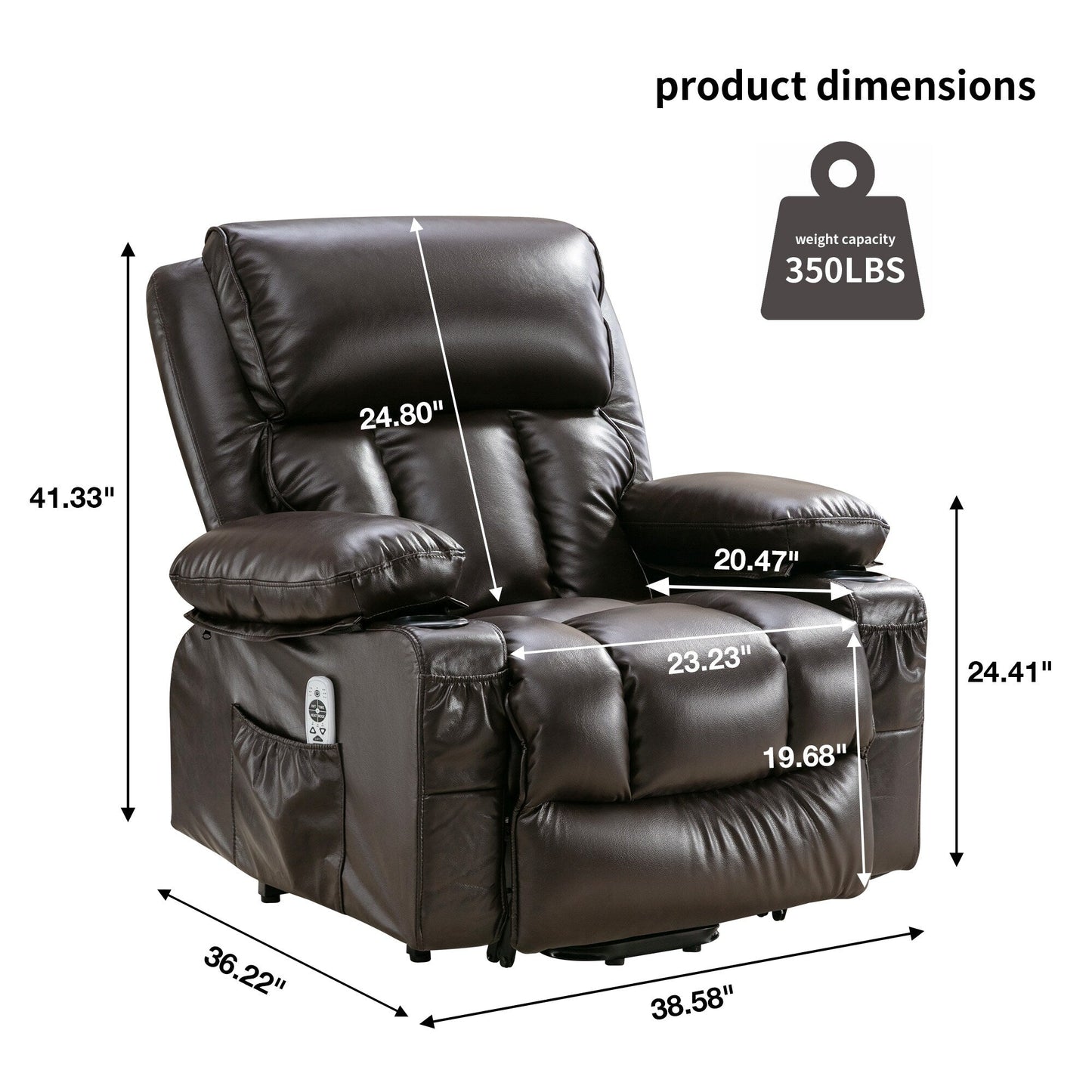 Fauteuil de massage électrique, adapté aux personnes âgées, avec fonctions de chauffage et de vibration, cuir PU avec USB, c