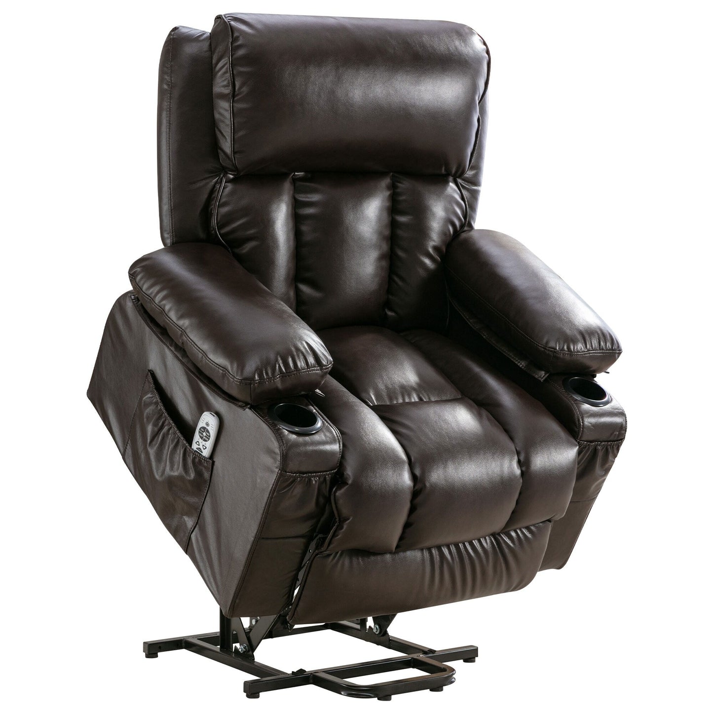 Fauteuil de massage électrique, adapté aux personnes âgées, avec fonctions de chauffage et de vibration, cuir PU avec USB, c