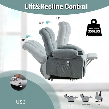 Fauteuil de massage électrique, adapté aux personnes âgées, avec fonctions de chauffage et de vibration, cuir PU avec USB, c