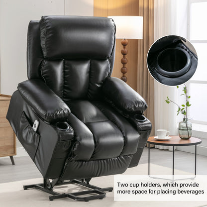 Fauteuil de massage électrique, adapté aux personnes âgées, avec fonctions de chauffage et de vibration, cuir PU avec USB, c
