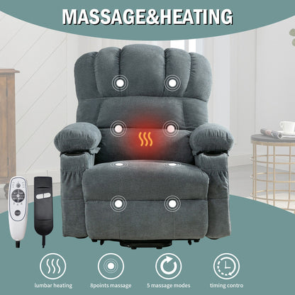 Fauteuil de massage électrique, adapté aux personnes âgées, avec fonctions de chauffage et de vibration, avec USB