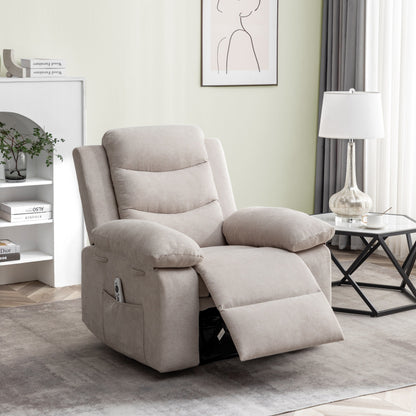 Fauteuil releveur électrique pour personnes âgées avec massage réglable et fonction chauffante, position infinie et poche latérale pour salon