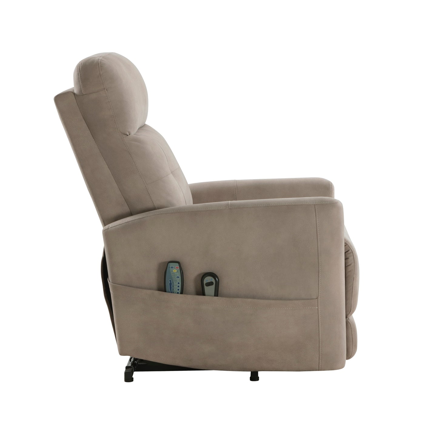 Fauteuil releveur électrique avec massage et confort thermique, revêtement en microfibre marron, fauteuil inclinable électrique pour salon