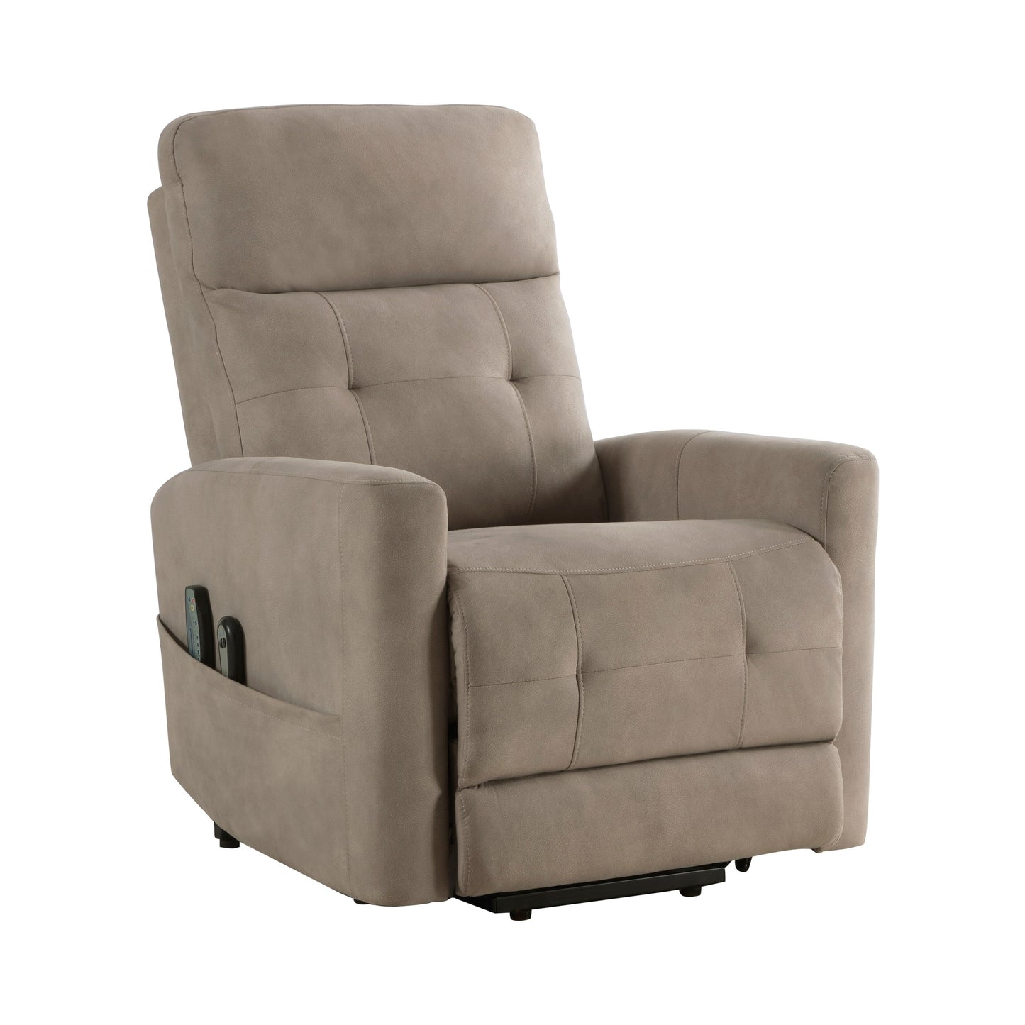 Fauteuil releveur électrique avec massage et confort thermique, revêtement en microfibre marron, fauteuil inclinable électrique pour salon
