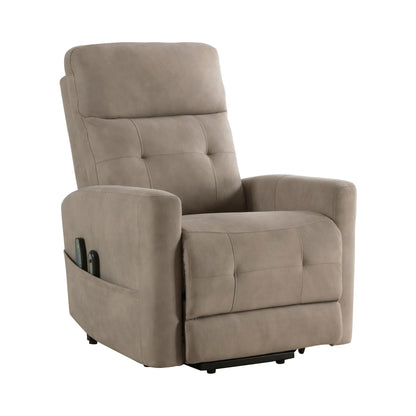 Fauteuil releveur électrique avec massage et confort thermique, revêtement en microfibre marron, fauteuil inclinable électrique pour salon