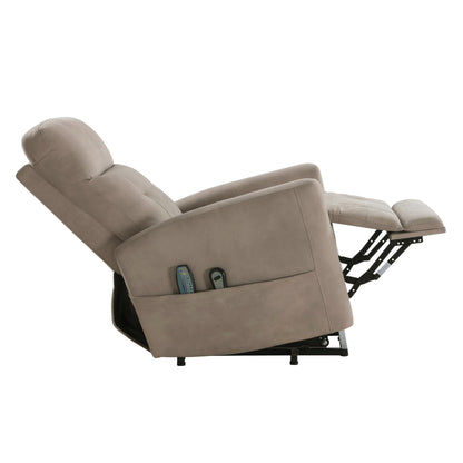 Fauteuil releveur électrique avec massage et confort thermique, revêtement en microfibre marron, fauteuil inclinable électrique pour salon