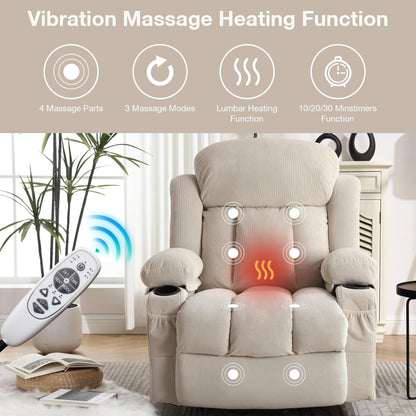 Fauteuils releveurs électriques, fauteuils inclinables, massage thermique, port USB, télécommande
