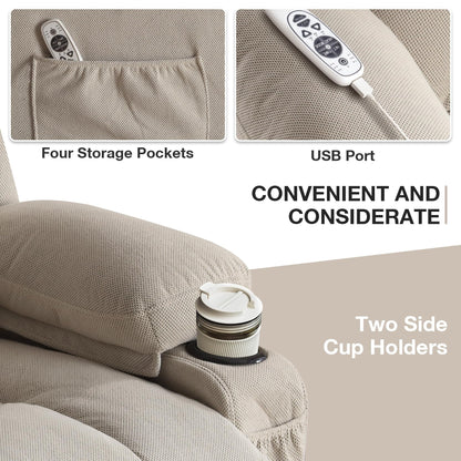 Fauteuils releveurs électriques, fauteuils inclinables, massage thermique, port USB, télécommande