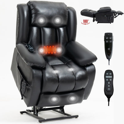 Fauteuil inclinable en similicuir avec double moteur, massage et chauffage