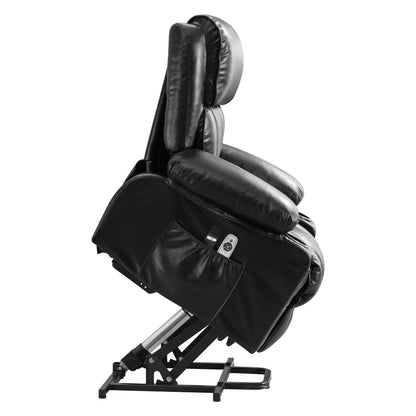 Fauteuil inclinable en similicuir avec relevage électrique, massage, chauffage et port USB