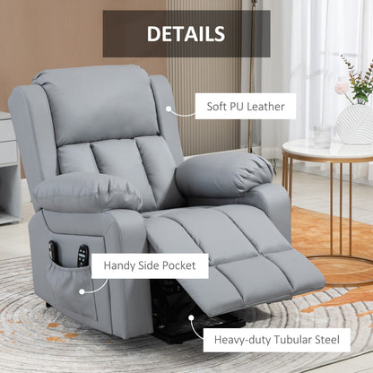Fauteuil inclinable massant et releveur électrique avec chauffage, télécommande, poches de rangement latérales et support anti-basculement pour personnes âgées