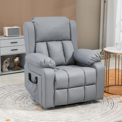 Fauteuil inclinable massant et releveur électrique avec chauffage, télécommande, poches de rangement latérales et support anti-basculement pour personnes âgées