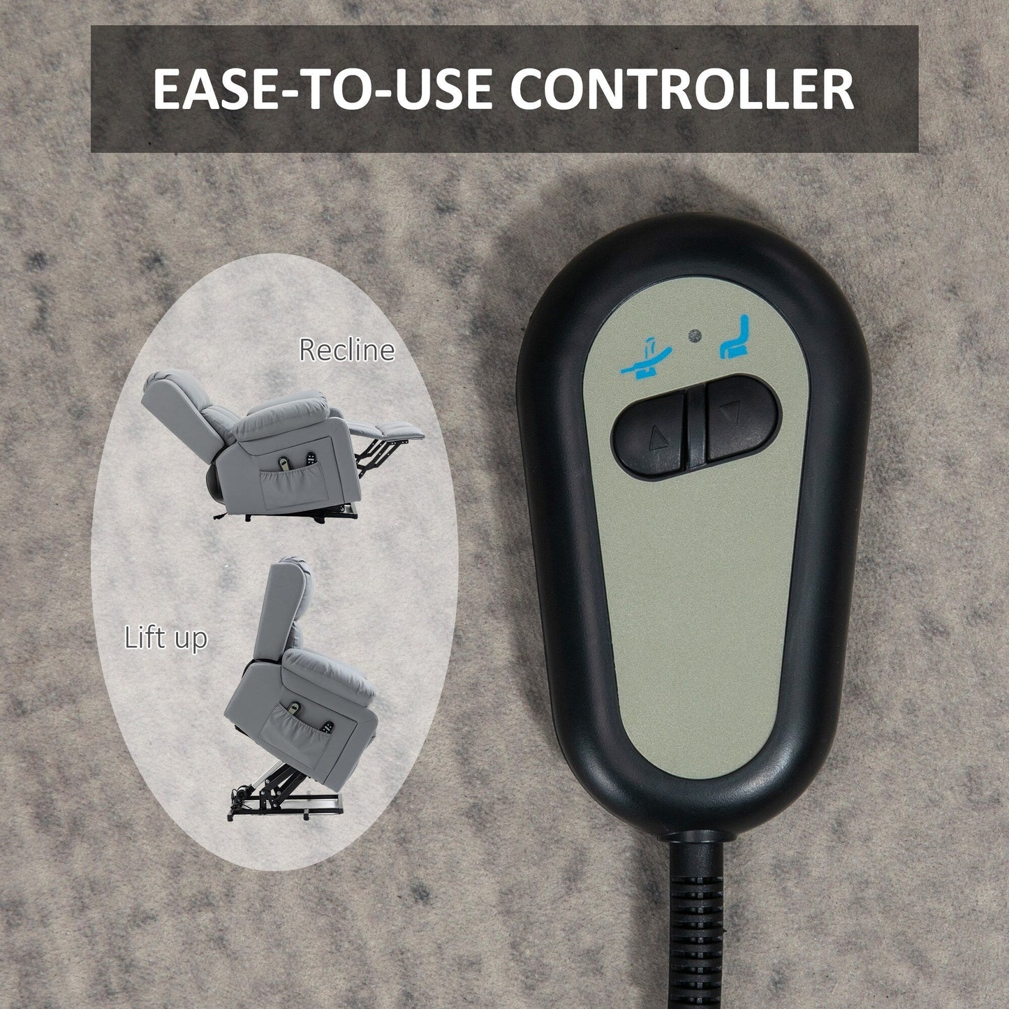 Fauteuil inclinable massant et releveur électrique avec chauffage, télécommande, poches de rangement latérales et support anti-basculement pour personnes âgées