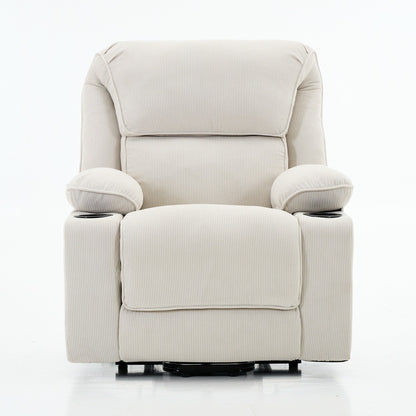 Fauteuil inclinable releveur électrique - Télécommande avec massage thermique, cuir synthétique, poches latérales - Fauteuil d'assistance à la mobilité pour personnes âgées