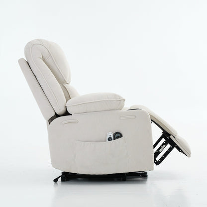 Fauteuil inclinable releveur électrique - Télécommande avec massage thermique, cuir synthétique, poches latérales - Fauteuil d'assistance à la mobilité pour personnes âgées
