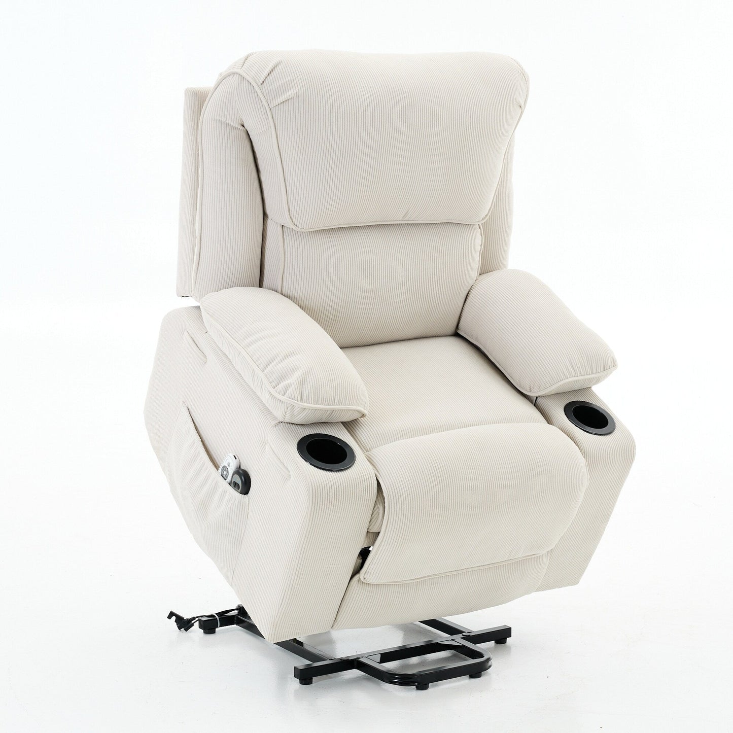 Fauteuil inclinable releveur électrique - Télécommande avec massage thermique, cuir synthétique, poches latérales - Fauteuil d'assistance à la mobilité pour personnes âgées