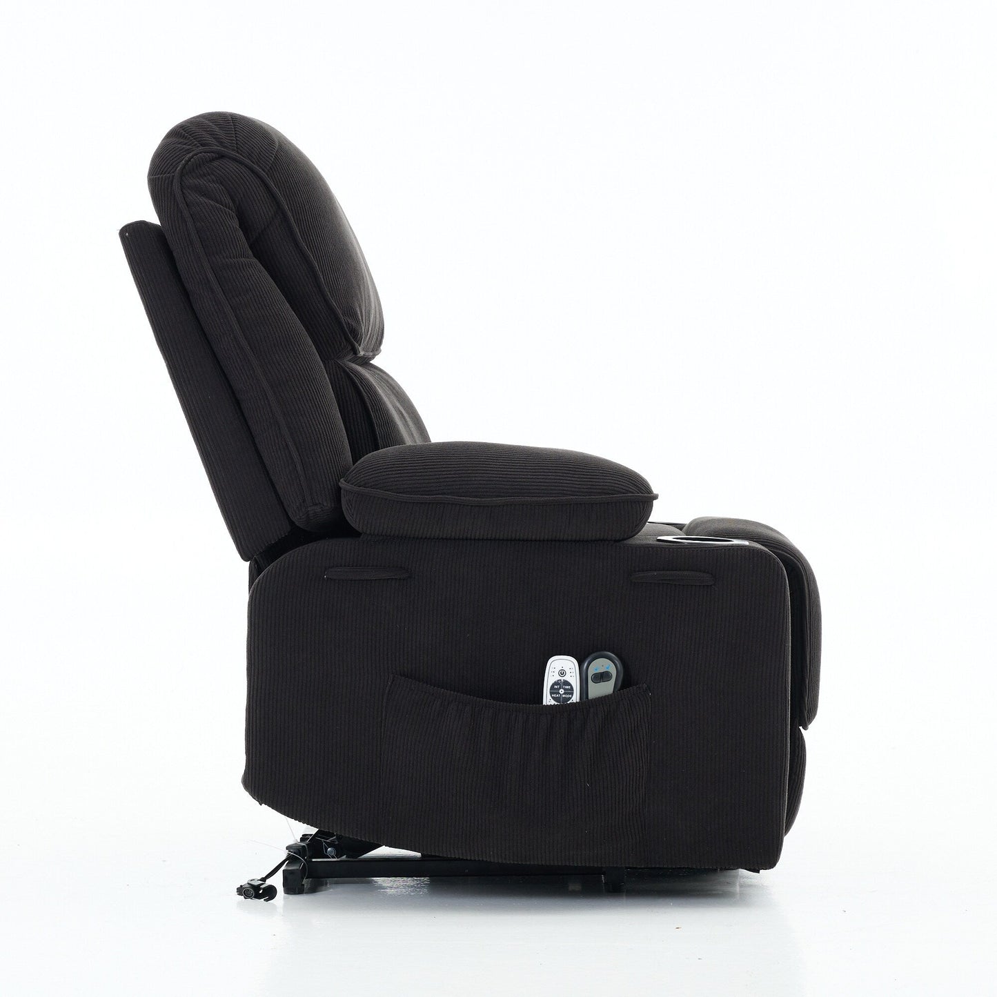 Fauteuil inclinable releveur électrique - Télécommande avec massage thermique, cuir synthétique, poches latérales - Fauteuil d'assistance à la mobilité pour personnes âgées