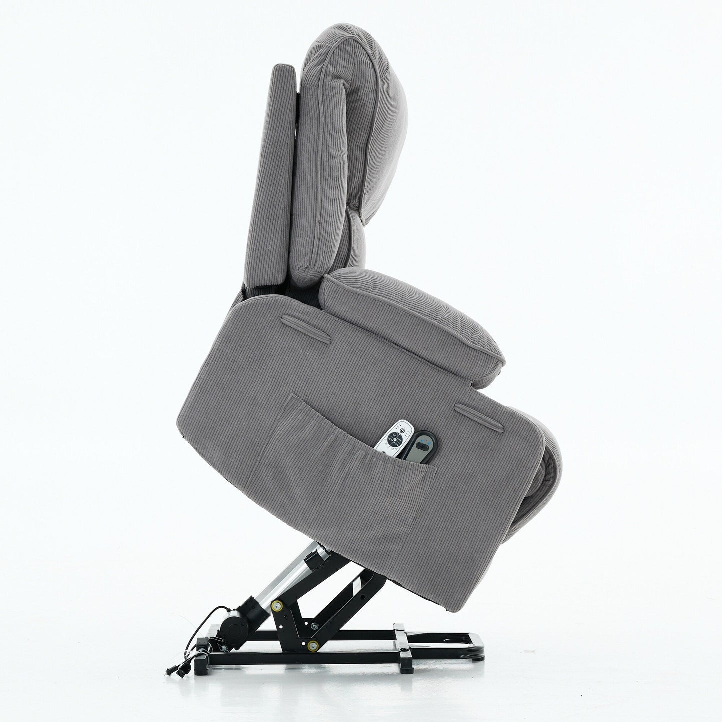 Fauteuil inclinable releveur électrique - Télécommande avec massage thermique, cuir synthétique, poches latérales - Fauteuil d'assistance à la mobilité pour personnes âgées