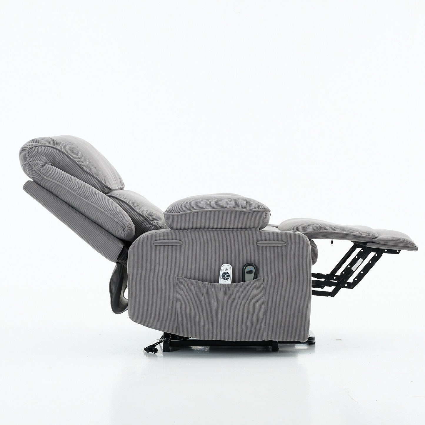 Fauteuil inclinable releveur électrique - Télécommande avec massage thermique, cuir synthétique, poches latérales - Fauteuil d'assistance à la mobilité pour personnes âgées