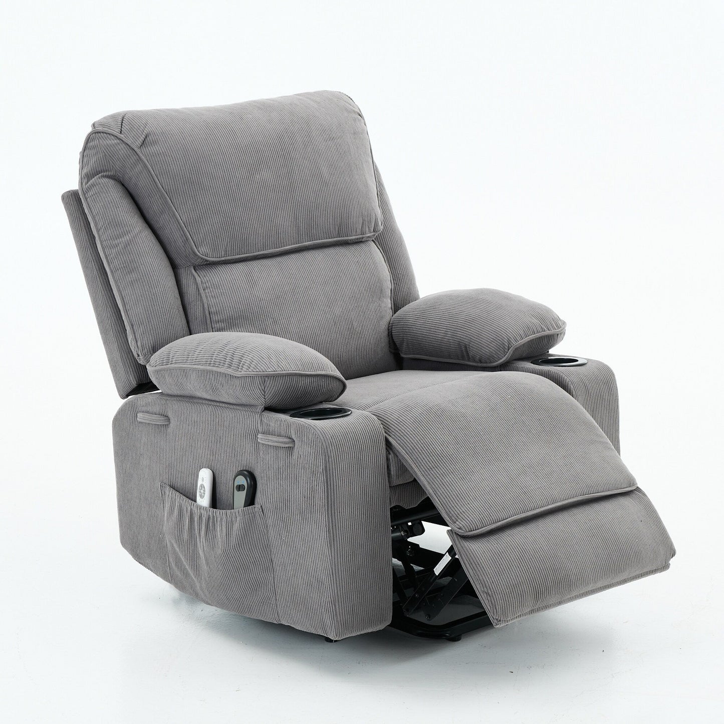 Fauteuil inclinable releveur électrique - Télécommande avec massage thermique, cuir synthétique, poches latérales - Fauteuil d'assistance à la mobilité pour personnes âgées