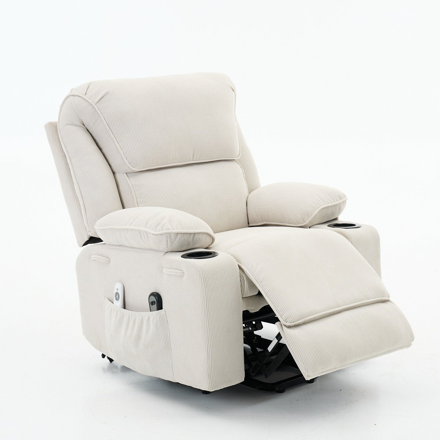 Fauteuil inclinable releveur électrique - Télécommande avec massage thermique, cuir synthétique, poches latérales - Fauteuil d'assistance à la mobilité pour personnes âgées