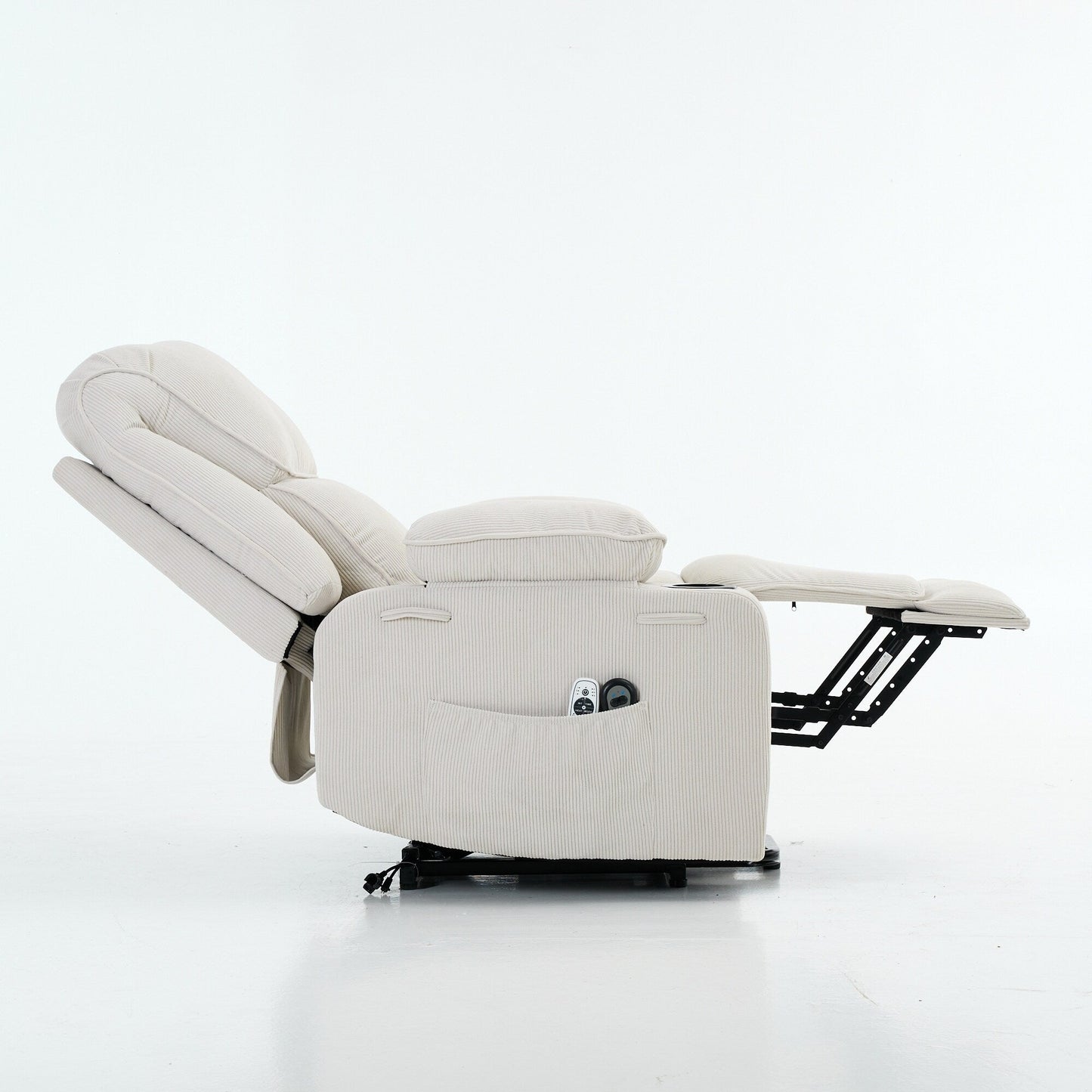 Fauteuil inclinable releveur électrique - Télécommande avec massage thermique, cuir synthétique, poches latérales - Fauteuil d'assistance à la mobilité pour personnes âgées