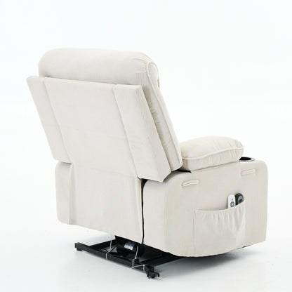 Fauteuil inclinable releveur électrique - Télécommande avec massage thermique, cuir synthétique, poches latérales - Fauteuil d'assistance à la mobilité pour personnes âgées