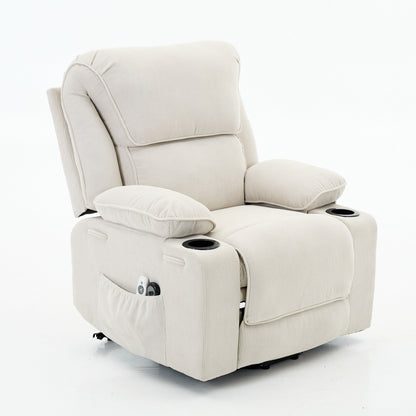 Fauteuil inclinable releveur électrique - Télécommande avec massage thermique, cuir synthétique, poches latérales - Fauteuil d'assistance à la mobilité pour personnes âgées