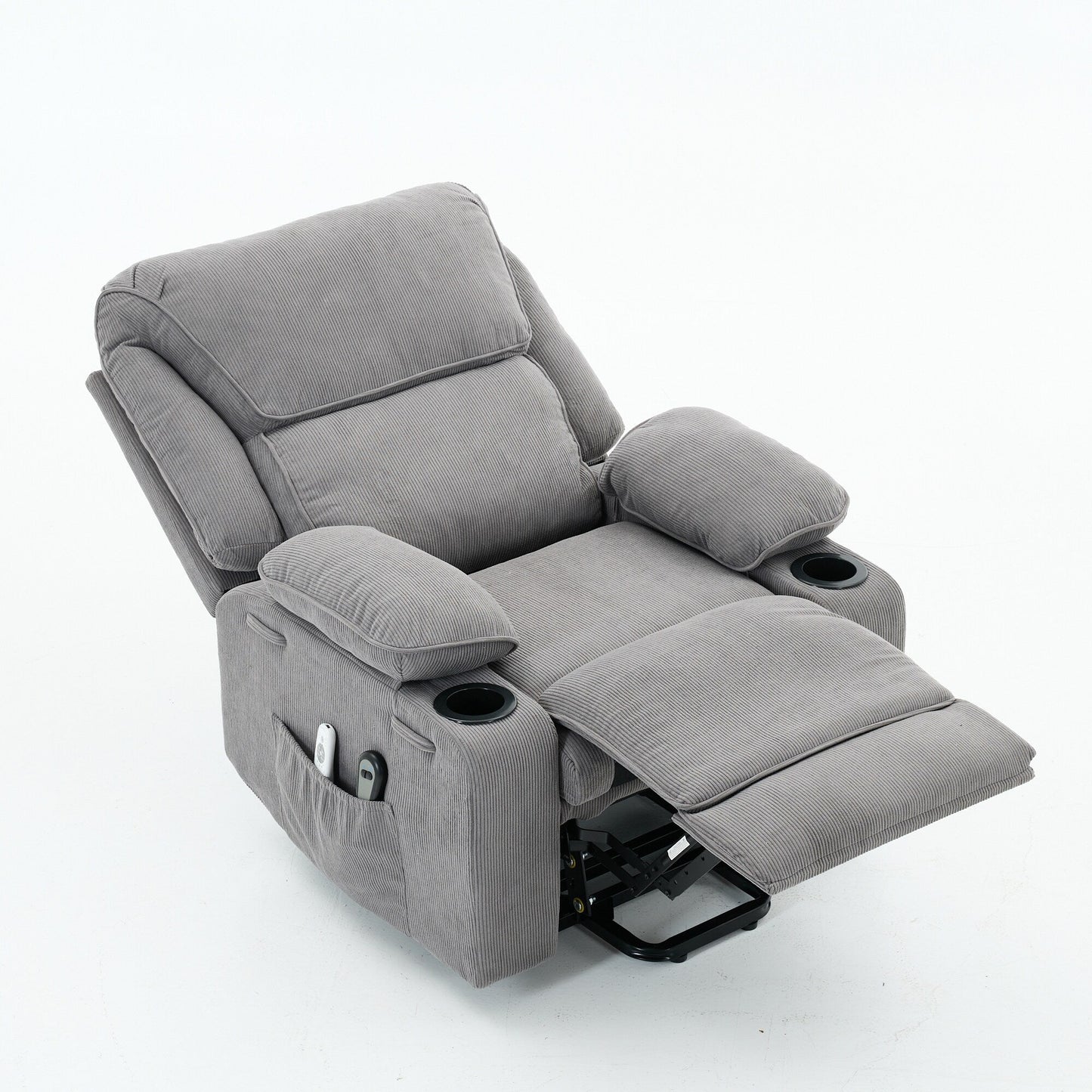 Fauteuil inclinable releveur électrique - Télécommande avec massage thermique, cuir synthétique, poches latérales - Fauteuil d'assistance à la mobilité pour personnes âgées