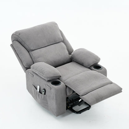 Fauteuil inclinable releveur électrique - Télécommande avec massage thermique, cuir synthétique, poches latérales - Fauteuil d'assistance à la mobilité pour personnes âgées