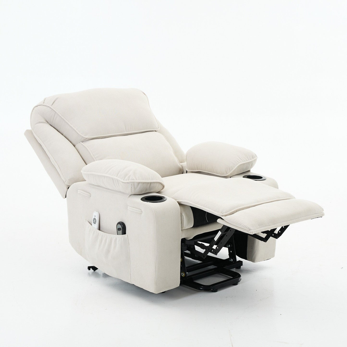 Fauteuil inclinable releveur électrique - Télécommande avec massage thermique, cuir synthétique, poches latérales - Fauteuil d'assistance à la mobilité pour personnes âgées