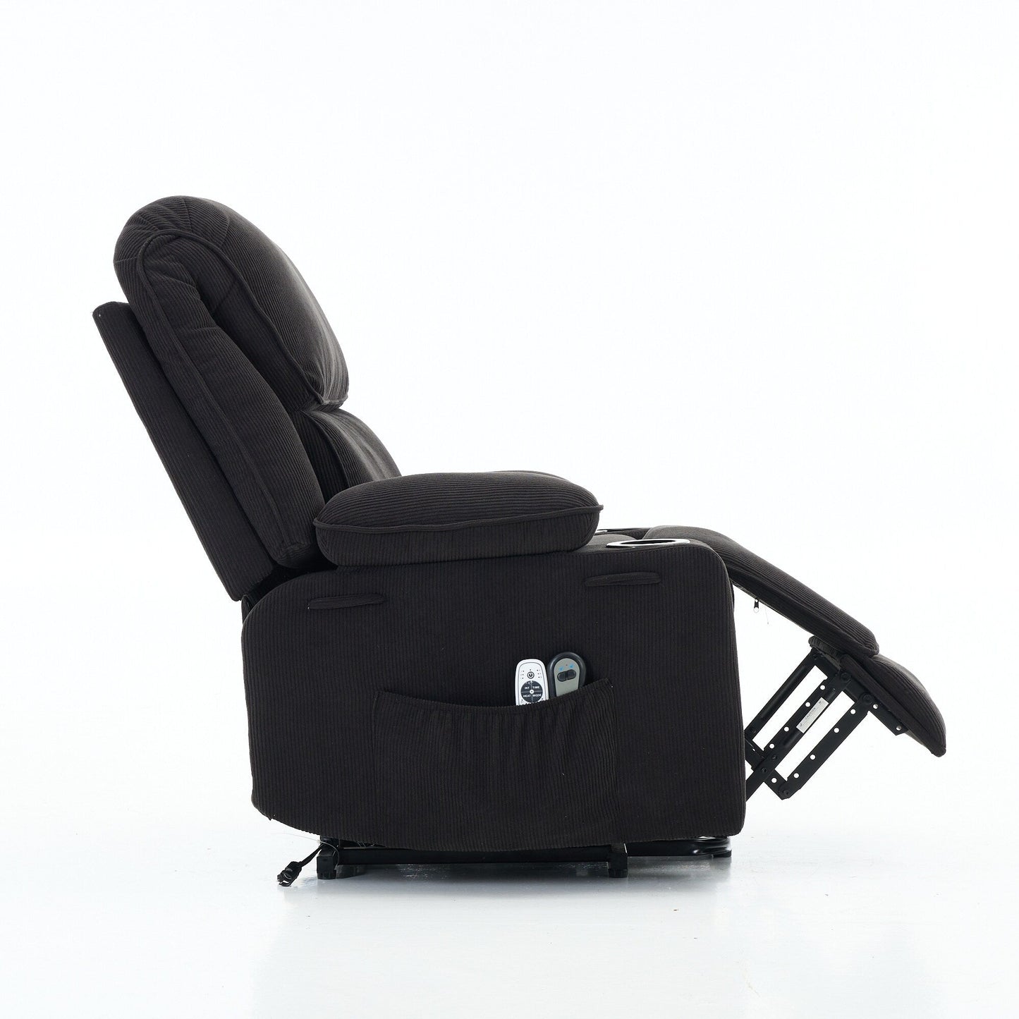 Fauteuil inclinable releveur électrique - Télécommande avec massage thermique, cuir synthétique, poches latérales - Fauteuil d'assistance à la mobilité pour personnes âgées