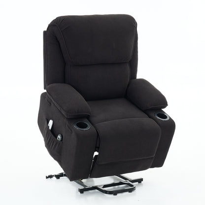 Fauteuil inclinable releveur électrique - Télécommande avec massage thermique, cuir synthétique, poches latérales - Fauteuil d'assistance à la mobilité pour personnes âgées
