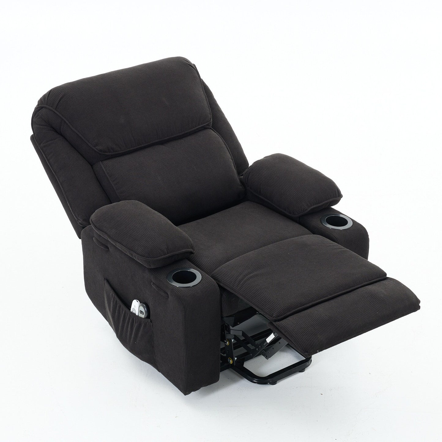 Fauteuil inclinable releveur électrique - Télécommande avec massage thermique, cuir synthétique, poches latérales - Fauteuil d'assistance à la mobilité pour personnes âgées
