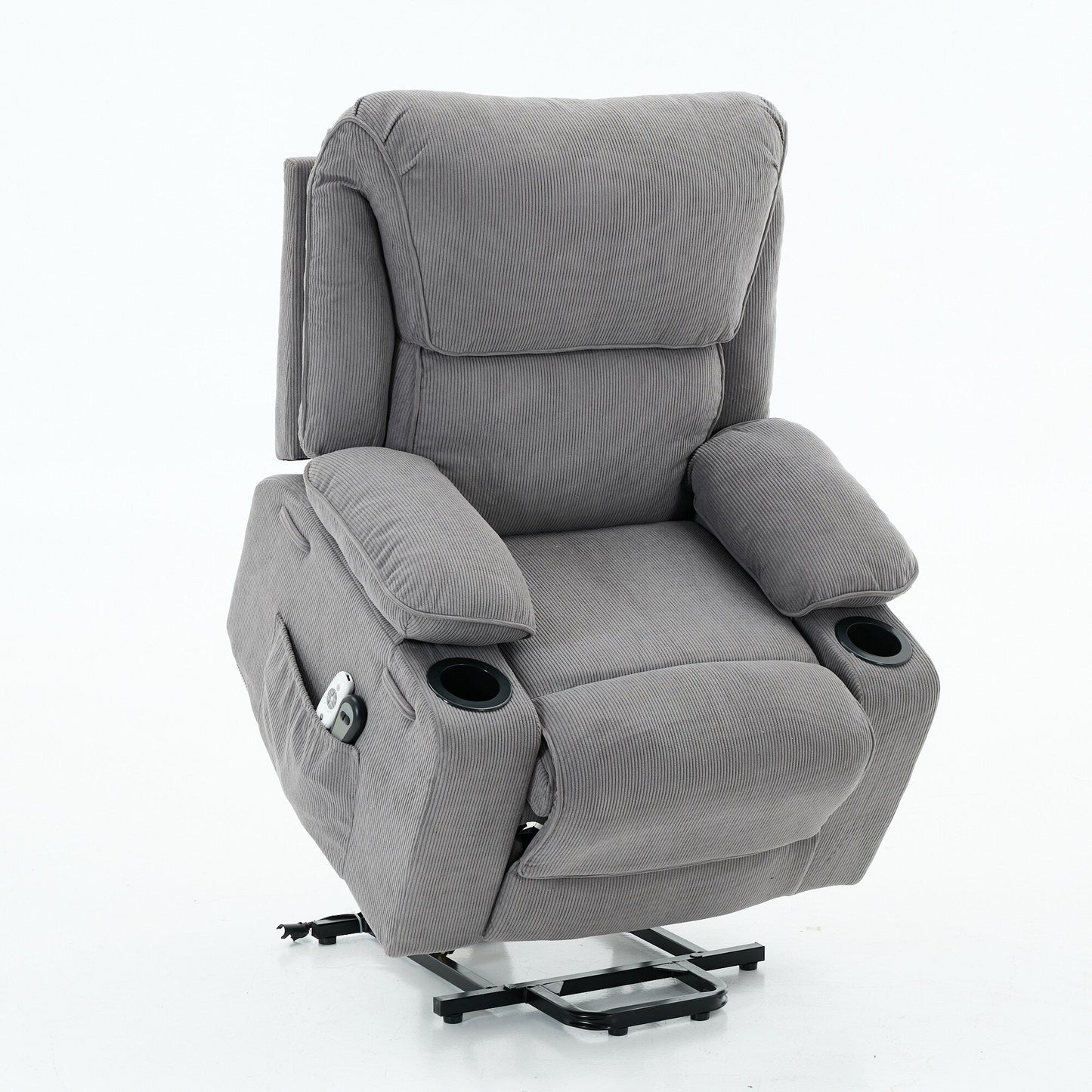 Fauteuil inclinable releveur électrique - Télécommande avec massage thermique, cuir synthétique, poches latérales - Fauteuil d'assistance à la mobilité pour personnes âgées